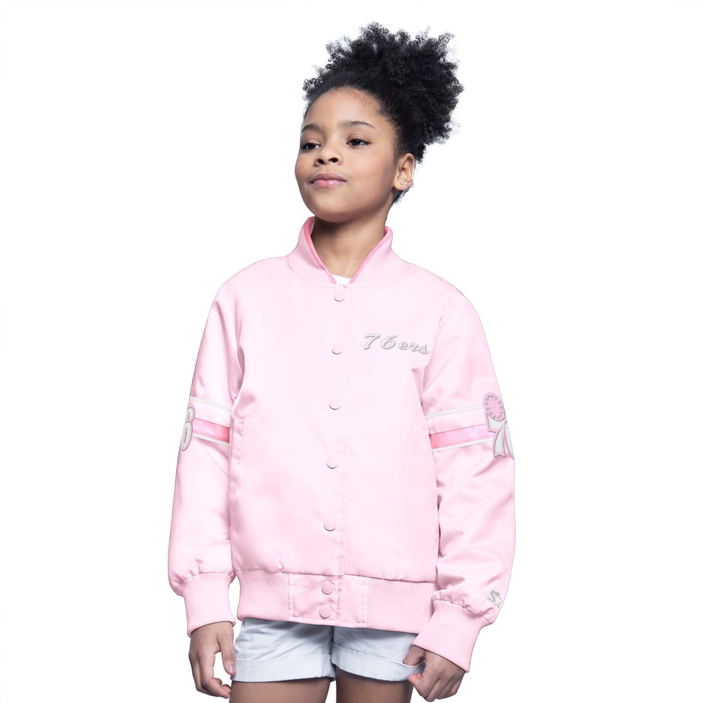  Philadelphia 76ers Starter Youth Arena Full-Snap Varsity Jacket - Light Pink